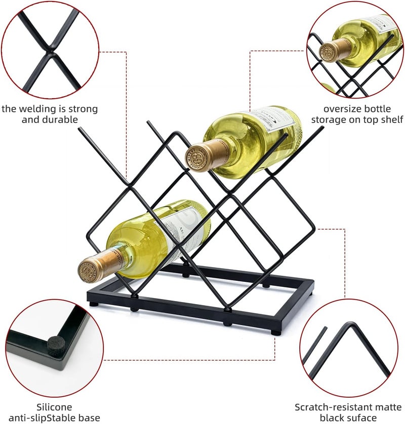 MCSAPIL Small Wine Racks Countertop(5 Bottle Capacity),Metal Wine Bottle Holder Modern Black for Home Kitchen Bar,Tabletop Wine Rack for Cabinet, Pantry, Wine Bottle Storage - Image 5